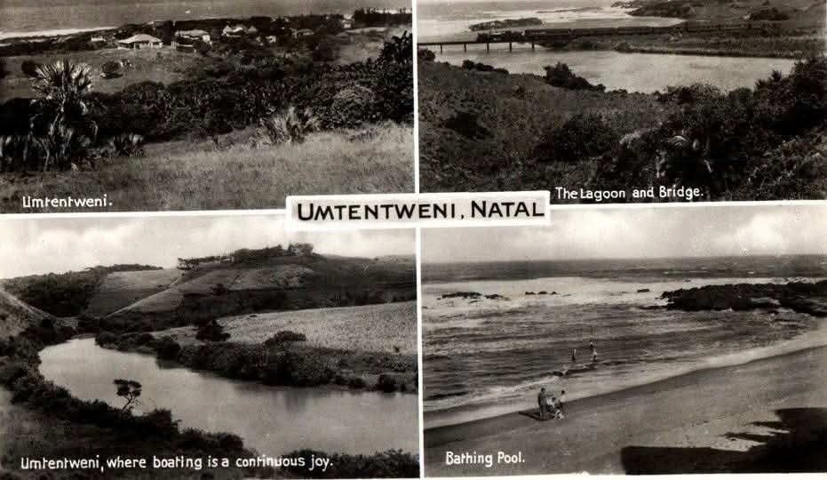 Vintage postcard collage of Umtentweni, Natal