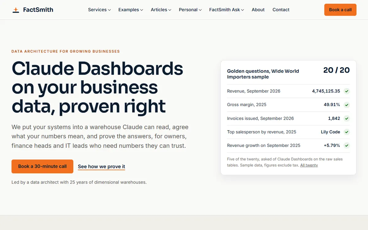 Screenshot of FactSmith