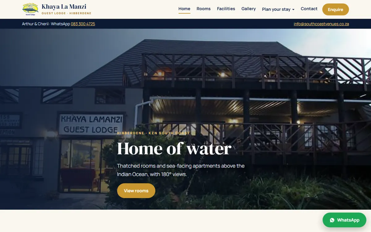 Screenshot of Khaya La Manzi Guest Lodge